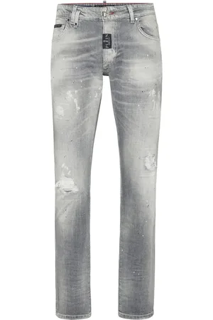 Philipp Plein Jean droit à effet usé