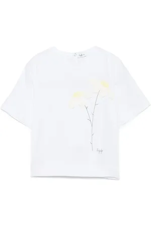 Il gufo T-shirt à appliques fleurs