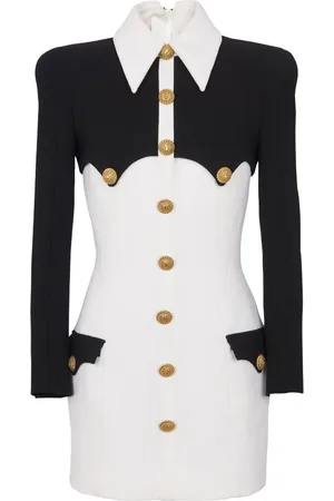Balmain Robe courte boutonnée en crêpe