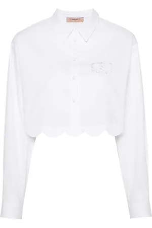 Twin-Set Chemise crop à logo brodé