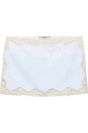 Prada Minijupe en lin bordée de dentelle