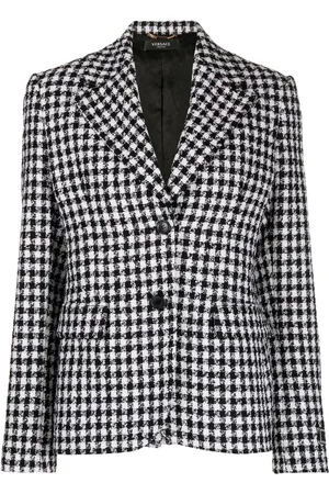 VERSACE Blazer boutonné à motif pied de poules