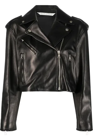 Palm Angels Veste en cuir à fermeture zippée