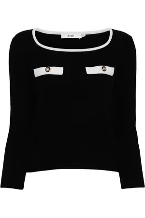 B+AB Haut crop en maille à encolure ronde
