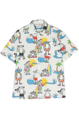 Stella McCartney Chemise en coton à imprimé requin