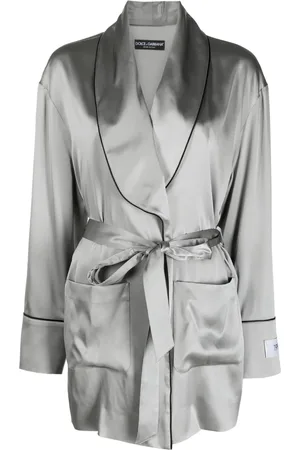 Dolce & Gabbana Veste de pyjama satiné à taille ceinturée