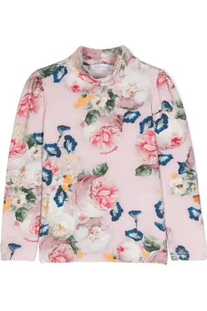 MONNALISA T-shirt fleuri à col montant