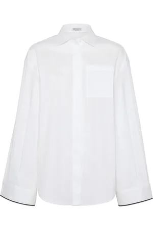 Brunello Cucinelli Chemise en popeline à bords contrastants