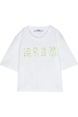 Msgm T-shirt en coton à logo pailleté