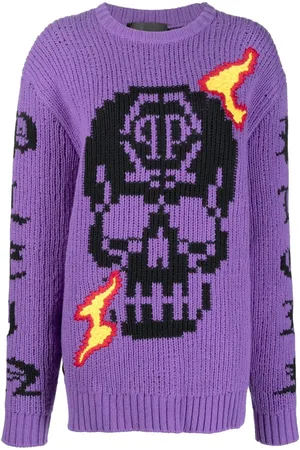 Philipp Plein Pull SKull en maille intarsia