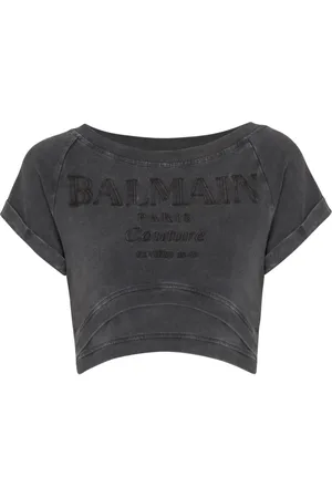 Balmain T-shirt crop à broderie Couture