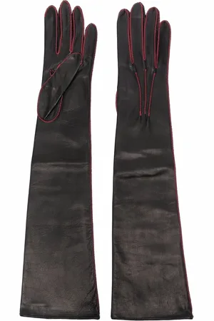 Manokhi Gants en cuir à coutures contrastantes