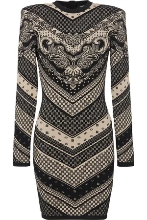 Balmain Robe mi-longue en maille à motif monogrammé