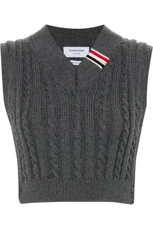 Thom Browne Débardeur en maille torsadée à bande tricolore