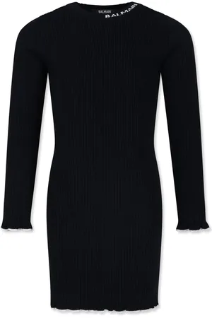Balmain Robe nervurée à logo en jacquard