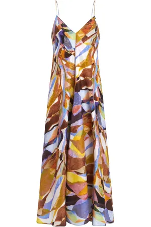 Marie Oliver Robe longue Levine à imprimé abstrait
