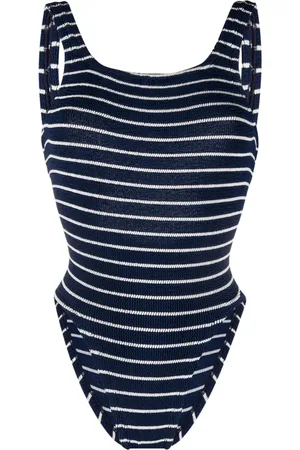 Hunza G Maillot de bain rayé à encolure carrée