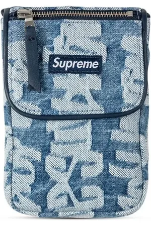 Supreme Pochette en jean à logo en jacquard