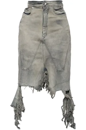 Rick Owens Jupe en jean à effet usé