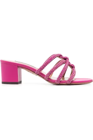 Aquazzura Mules en cuir à ornements en cristal