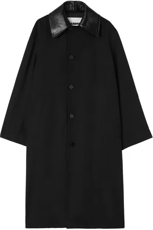 Jil Sander Manteau à col en cuir