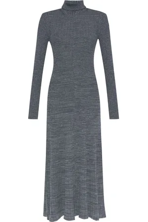 Moncler Robe longue en laine à patch logo