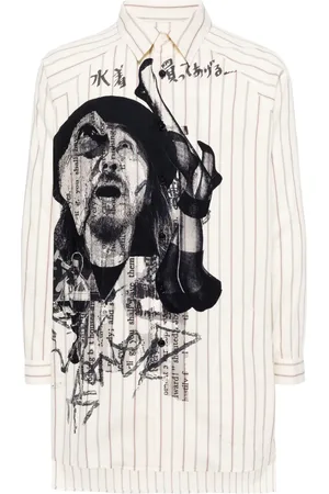 YOHJI YAMAMOTO Chemise rayée à imprimé portrait