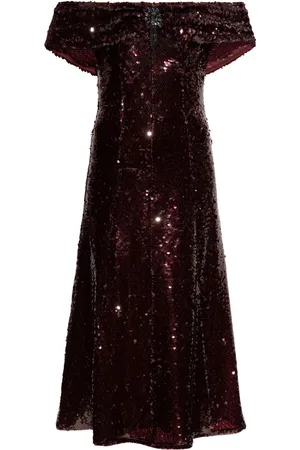 Self-Portrait Robe ornée de sequins à épaules dénudées