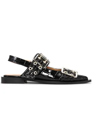 Ganni Ballerines à effet peau de crocodile