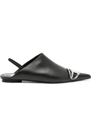Diesel Mules en cuir à plaque logo