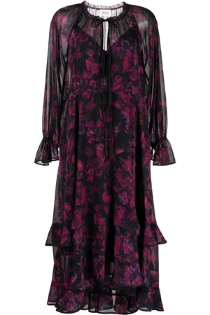 Marchesa Notte Robe longue Pom à fleurs