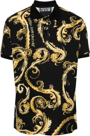 VERSACE Polo en coton à imprimé Barocco