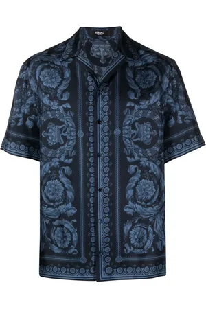 VERSACE Chemise en soie à imprimé baroque