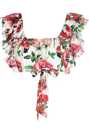 Philipp Plein Blouse crop à fleurs