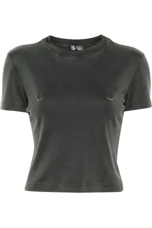 MUGLER T-shirt crop à détails d