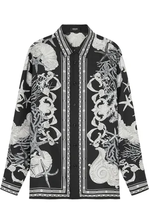 VERSACE Chemise en soie à imprimé Barocco Sea