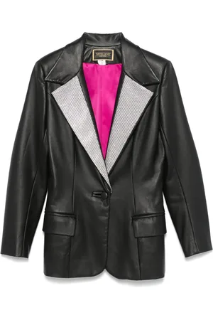 MITILIANE COUTURE Blazer en cuir artificiel à revers ornés de cristaux