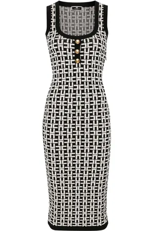 Elisabetta Franchi Robe à logo en maille intarsia