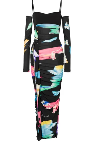 Moschino Robe longue imprimée à fronces