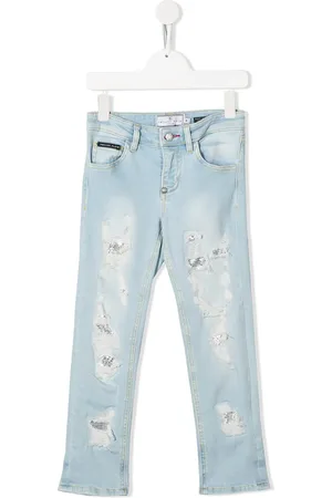 Philipp Plein Jean droit à effet usé