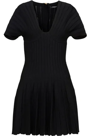 Balmain Robe courte plissée en résille