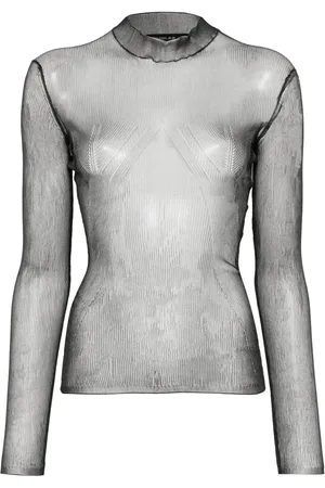 MUGLER Blouse transparent à col montant