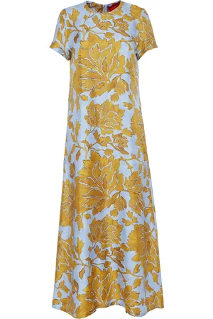 La DoubleJ Robe longue en soie à fleurs