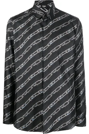Fendi Chemise en soie à logo FF imprimé
