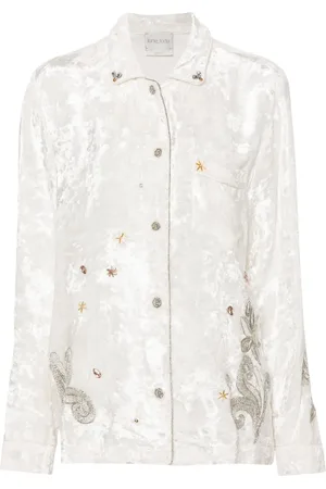 FORTE FORTE Chemise brodée en velours à effet froissé
