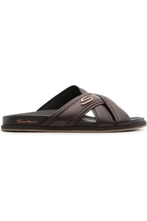 santoni Sandales en cuir à brides croisées