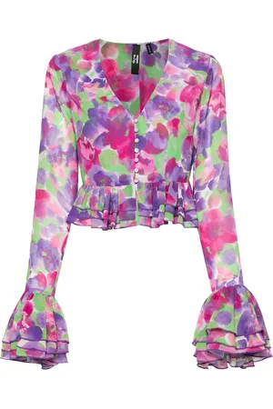 ROTATE Blouse crop à fleurs