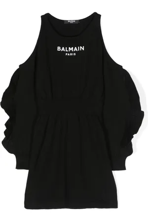 Balmain Robe en maille à logo imprimé