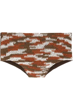 AMIR SLAMA Slip de bain en crochet à motif abstrait