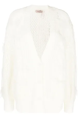 Twin-Set Cardigan en maille ajourée à col v